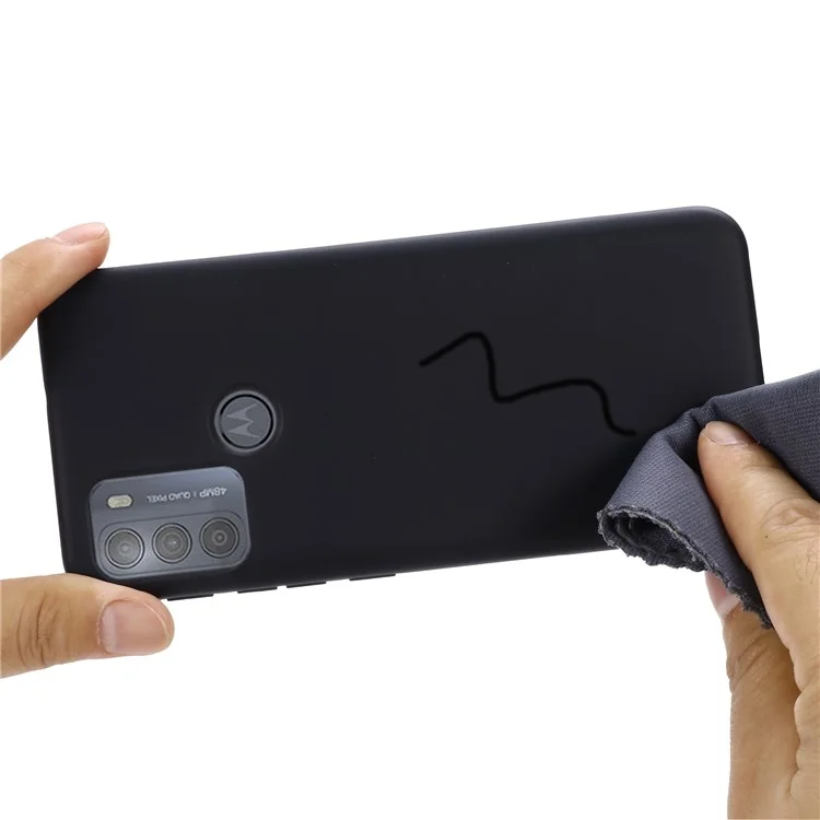 Multiple Color Liquid Silicone Phone Protective Shell with Strap for Motorola Moto G50 - Black-Cellmalls
