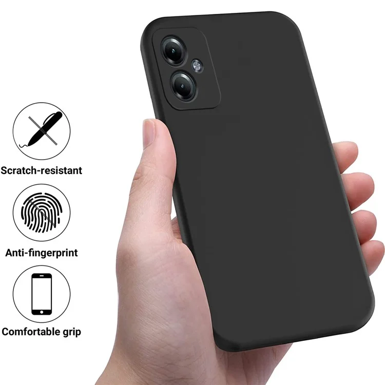 For Motorola Moto G54 5G Case Liquid Silicone Phone Shell Anti-Scratch Phone Cover with Strap - Black-Cellmalls