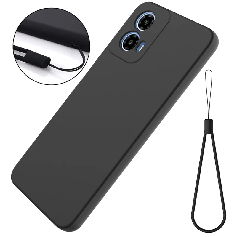 For Motorola Moto G45 5G / G34 5G Case Liquid Silicone Back Cover with Fiber Lining - Black-Cellmalls