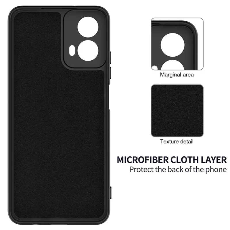 For Motorola Moto G45 5G / G34 5G Case Liquid Silicone Back Cover with Fiber Lining - Black-Cellmalls
