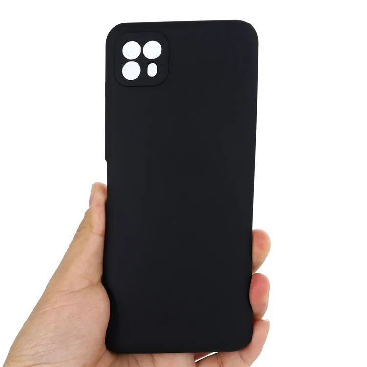 For Motorola Moto G50 5G Liquid Silicone Phone Case Soft Anti-Scratch Protective Cover with Strap - Black-Cellmalls