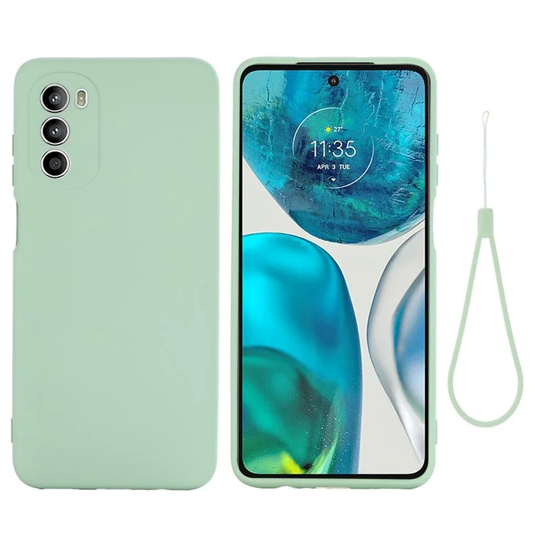 For Motorola Moto G52 4G / G82 5G Shockproof Liquid Silicone Phone Case Soft Microfiber Lining Cushion Protective Bumper Cover - Black-Cellmalls