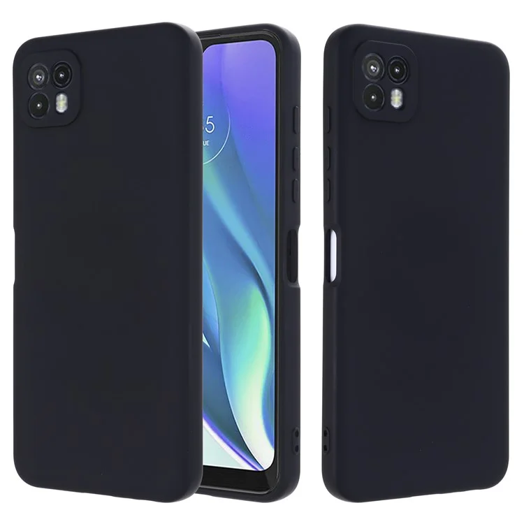 For Motorola Moto G50 5G Liquid Silicone Phone Case Soft Anti-Scratch Protective Cover with Strap - Black-Cellmalls