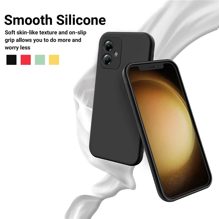 For Motorola Moto G54 5G Case Liquid Silicone Phone Shell Anti-Scratch Phone Cover with Strap - Black-Cellmalls
