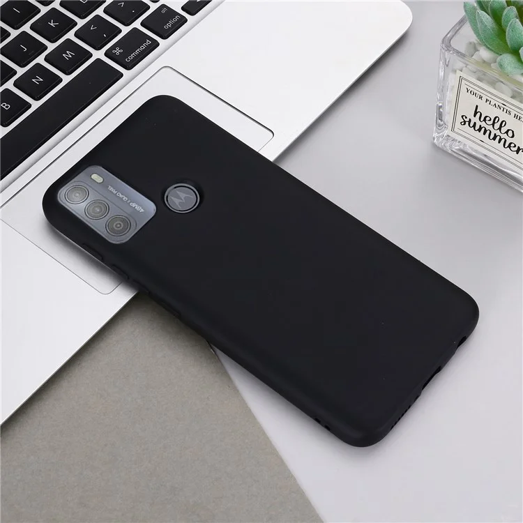Multiple Color Liquid Silicone Phone Protective Shell with Strap for Motorola Moto G50 - Black-Cellmalls