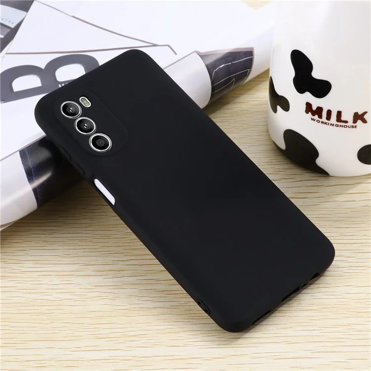 For Motorola Moto G52 4G / G82 5G Shockproof Liquid Silicone Phone Case Soft Microfiber Lining Cushion Protective Bumper Cover - Black-Cellmalls