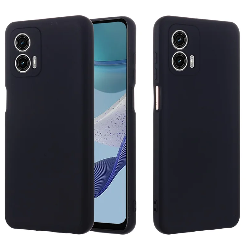 For Motorola Moto G53 5G Liquid Silicone Phone Case Soft Lining Anti-drop Phone Cover with Strap - Black-Cellmalls