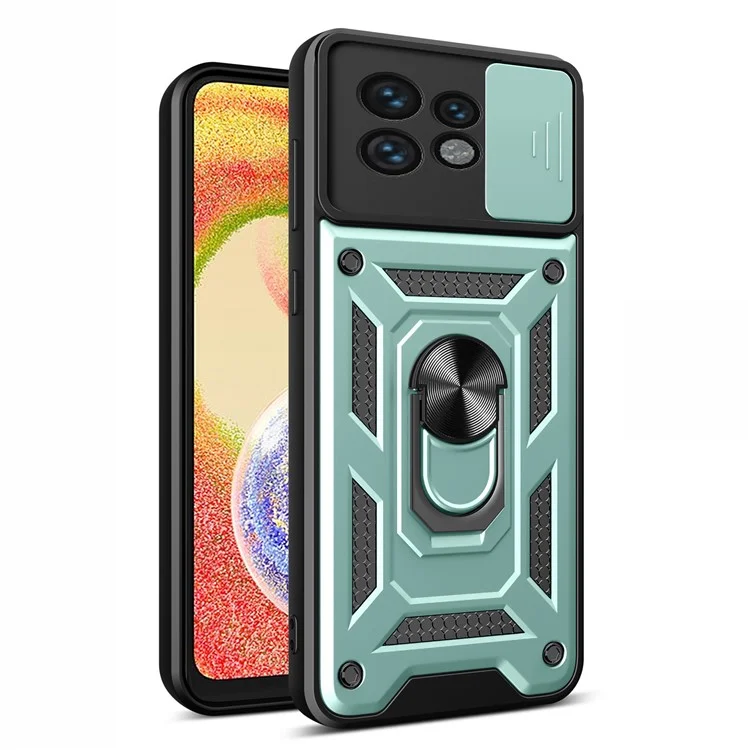 For Motorola Edge 40 Pro 5G / Moto X40 5G Rear Lens Protection Phone Case PC+TPU Kickstand Cover - Black-Cellmalls