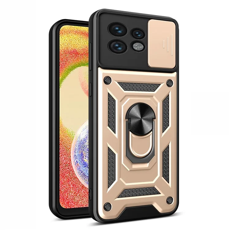 For Motorola Edge 40 Pro 5G / Moto X40 5G Rear Lens Protection Phone Case PC+TPU Kickstand Cover - Black-Cellmalls