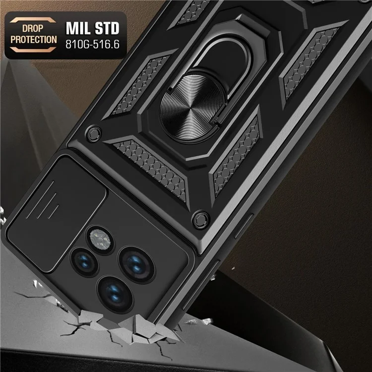 For Motorola Edge 40 Pro 5G / Moto X40 5G Rear Lens Protection Phone Case PC+TPU Kickstand Cover - Black-Cellmalls