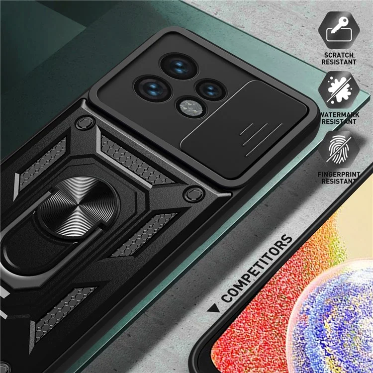 For Motorola Edge 40 Pro 5G / Moto X40 5G Rear Lens Protection Phone Case PC+TPU Kickstand Cover - Black-Cellmalls