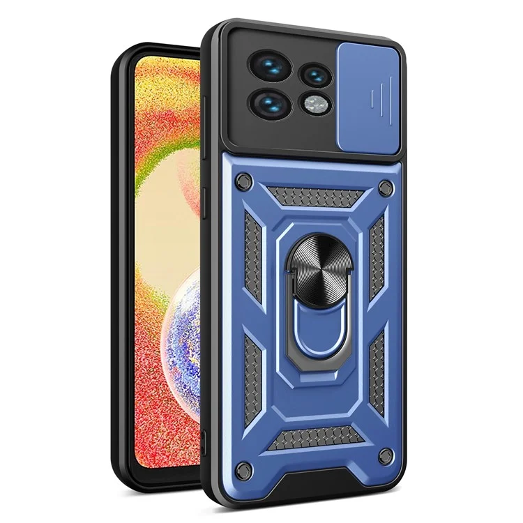For Motorola Edge 40 Pro 5G / Moto X40 5G Rear Lens Protection Phone Case PC+TPU Kickstand Cover - Black-Cellmalls