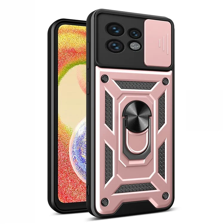 For Motorola Edge 40 Pro 5G / Moto X40 5G Rear Lens Protection Phone Case PC+TPU Kickstand Cover - Black-Cellmalls