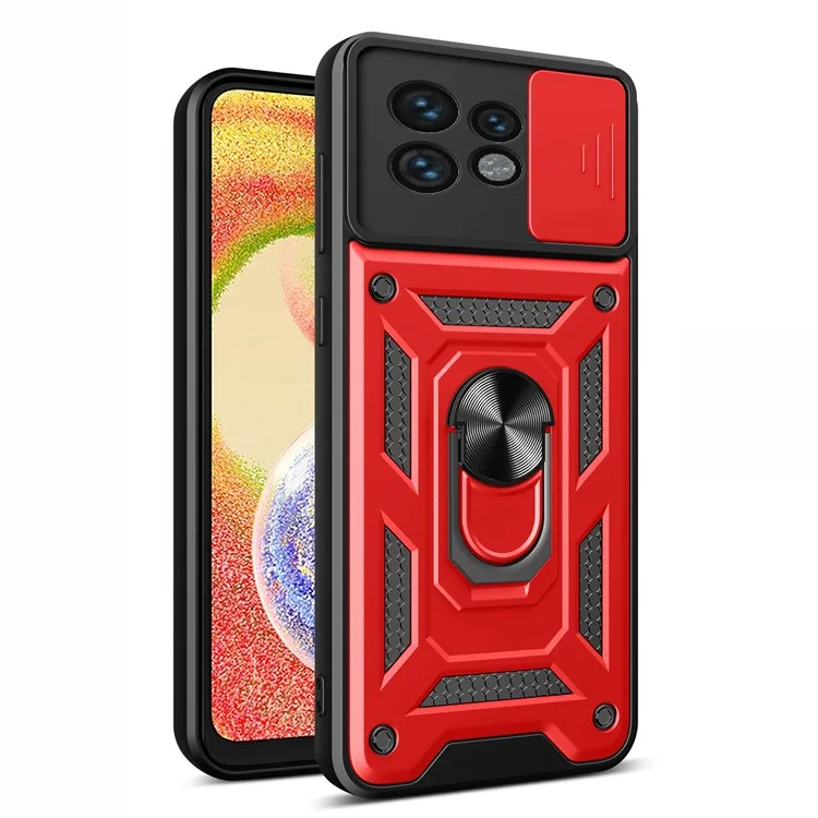 For Motorola Edge 40 Pro 5G / Moto X40 5G Rear Lens Protection Phone Case PC+TPU Kickstand Cover - Black-Cellmalls