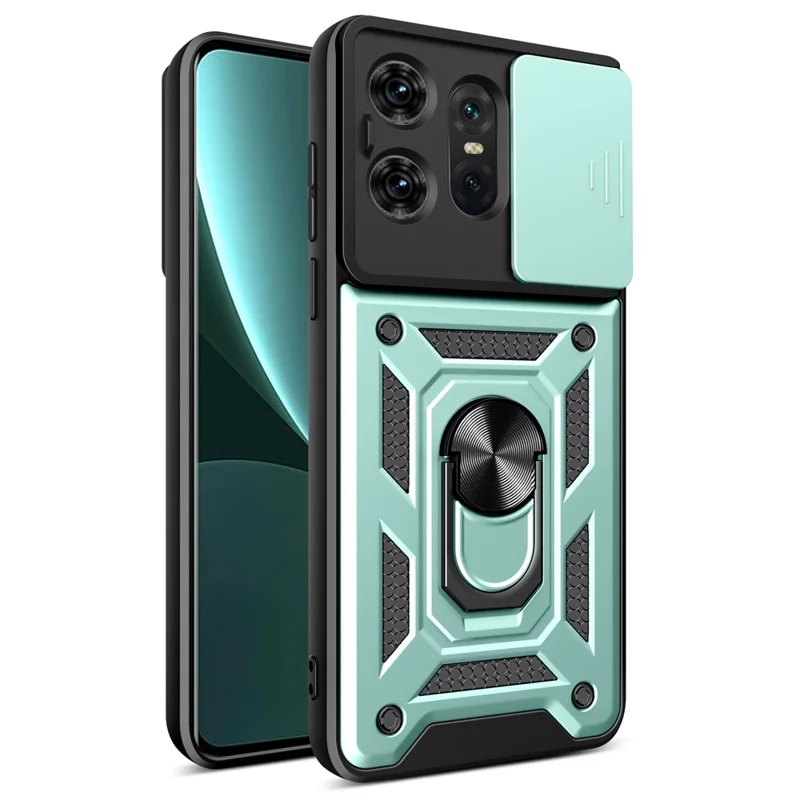 For Motorola Edge 50 Pro 5G Case PC+TPU Back Cover with Lens Protector + Kickstand - Black-Cellmalls