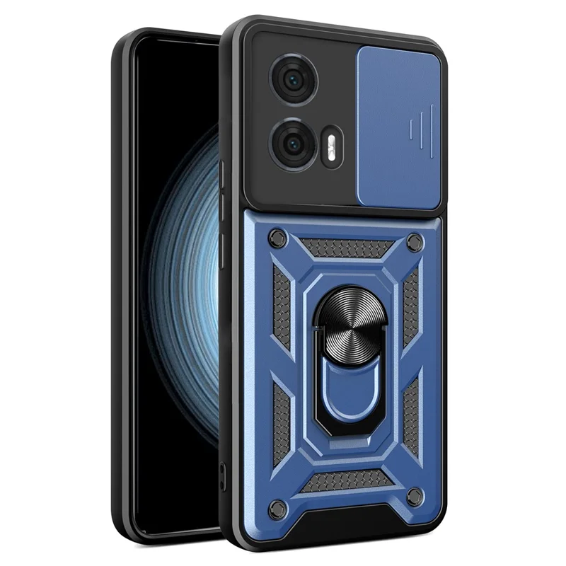 For Motorola Edge 50 Fusion 5G Case PC+TPU Kickstand Phone Cover with Slide Camera Lid - Black-Cellmalls