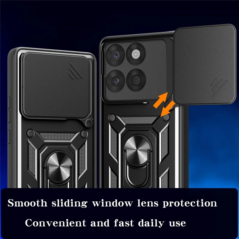 For Motorola Edge 60 5G / 60 Fusion 5G Case with Slide Camera Lid PC + TPU Kickstand Phone Cover - Black-Cellmalls