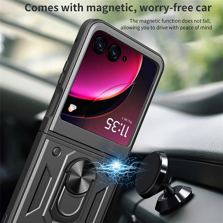 For Motorola Razr 40 Ultra 5G Case PC+TPU Phone Cover Kickstand Phone Shell - Black-Cellmalls