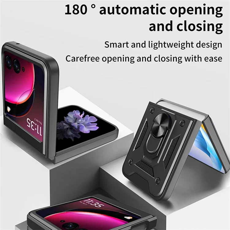 For Motorola Razr 40 Ultra 5G Case PC+TPU Phone Cover Kickstand Phone Shell - Black-Cellmalls