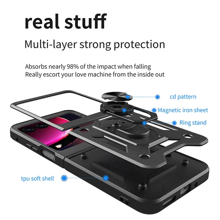 For Motorola Razr 40 Ultra 5G Case PC+TPU Phone Cover Kickstand Phone Shell - Black-Cellmalls