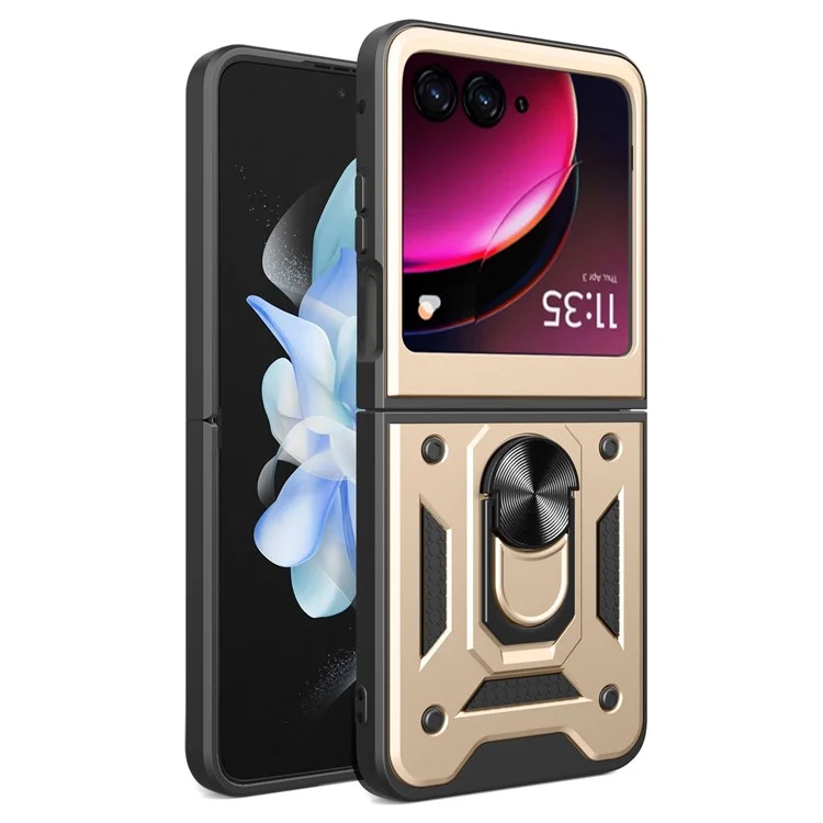 For Motorola Razr 40 Ultra 5G Case PC+TPU Phone Cover Kickstand Phone Shell - Black-Cellmalls