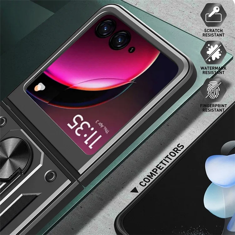 For Motorola Razr 40 Ultra 5G Case PC+TPU Phone Cover Kickstand Phone Shell - Black-Cellmalls