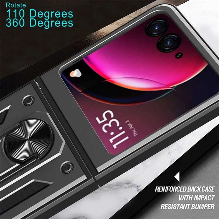 For Motorola Razr 40 Ultra 5G Case PC+TPU Phone Cover Kickstand Phone Shell - Black-Cellmalls