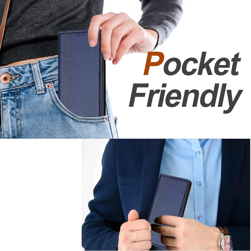 For Oppo Reno14 F 5G Case L-Shaped Grid Pattern Leather Stand Phone Cover with Card Slots - Blue-Cellmalls