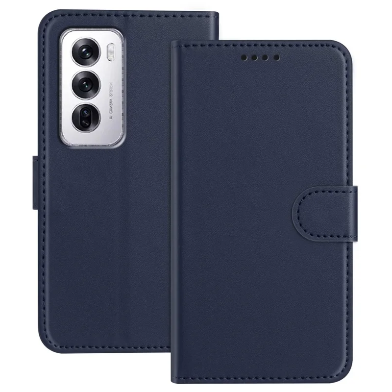 For Oppo Reno12 5G (Global) Leather Case Wallet Stand Solid Color Anti Drop Phone Cover - Black-Cellmalls