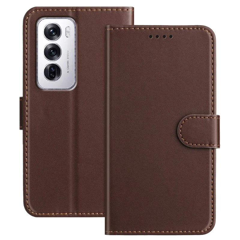 For Oppo Reno12 5G (Global) Leather Case Wallet Stand Solid Color Anti Drop Phone Cover - Black-Cellmalls