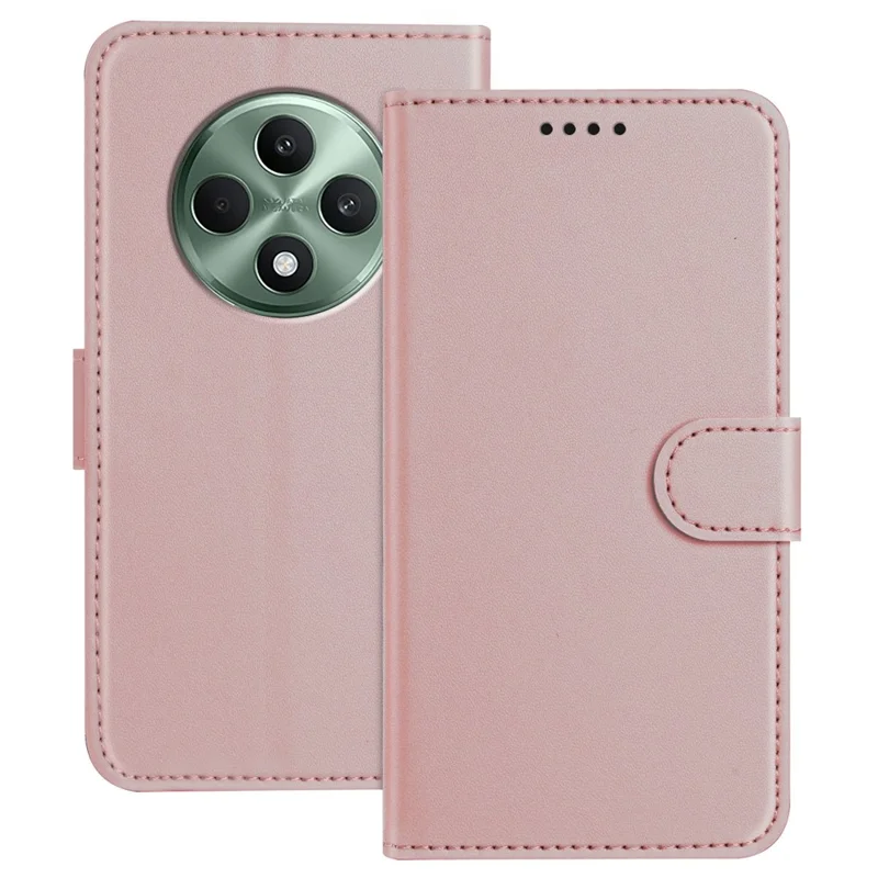 For Oppo Reno12 F 4G / Oppo Reno12 FS 5G / Oppo Reno12 F 5G Leather Case Wallet Stand Solid Color Anti Drop Phone Cover - Black-Cellmalls