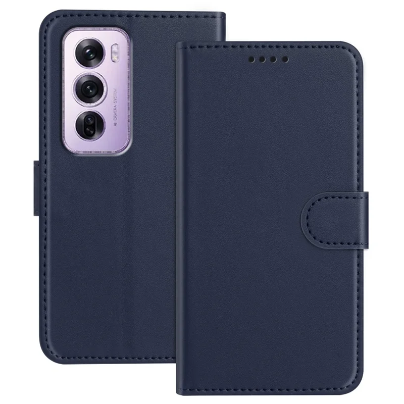For Oppo Reno12 Pro 5G (Global) Leather Case Wallet Stand Solid Color Anti Drop Phone Cover - Black-Cellmalls