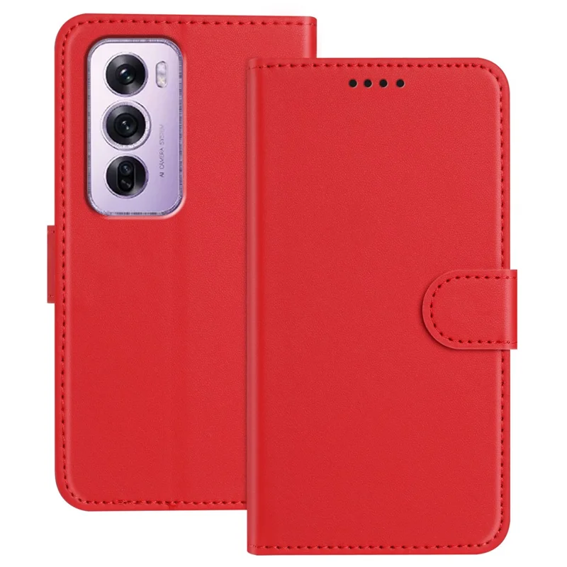 For Oppo Reno12 Pro 5G (Global) Leather Case Wallet Stand Solid Color Anti Drop Phone Cover - Black-Cellmalls