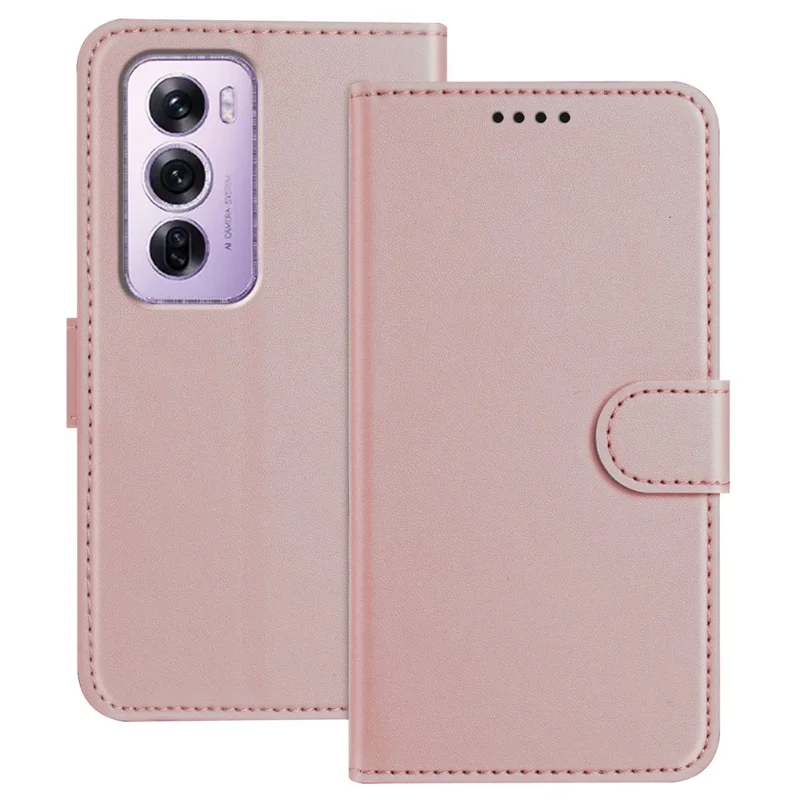 For Oppo Reno12 Pro 5G (Global) Leather Case Wallet Stand Solid Color Anti Drop Phone Cover - Black-Cellmalls