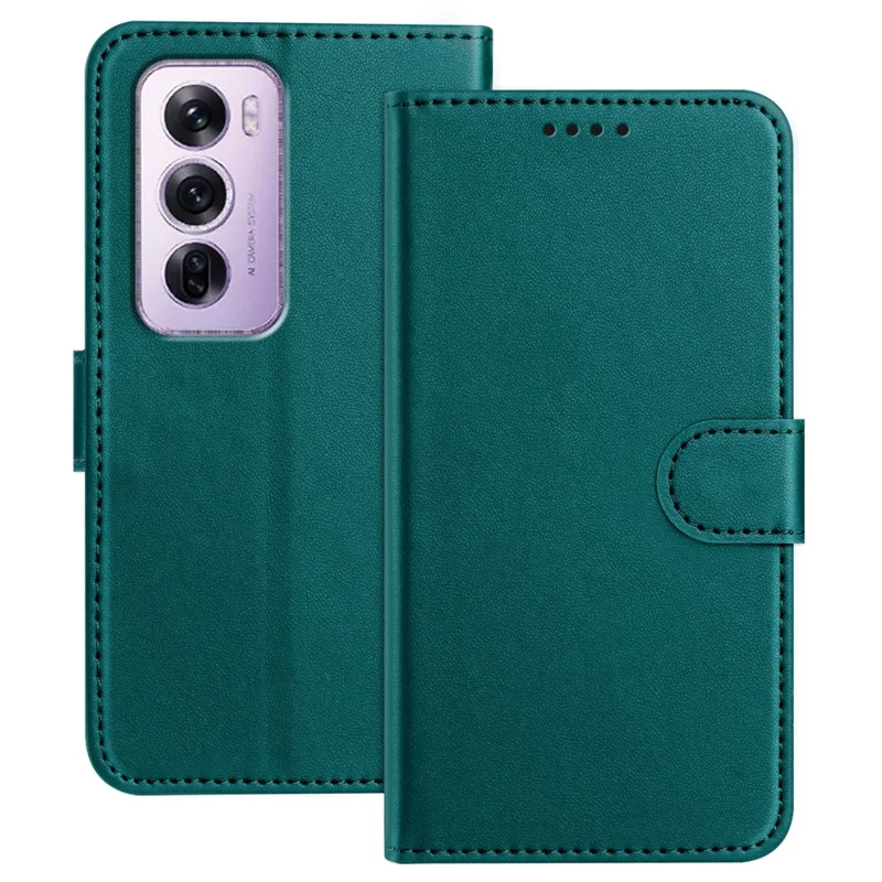 For Oppo Reno12 Pro 5G (Global) Leather Case Wallet Stand Solid Color Anti Drop Phone Cover - Black-Cellmalls
