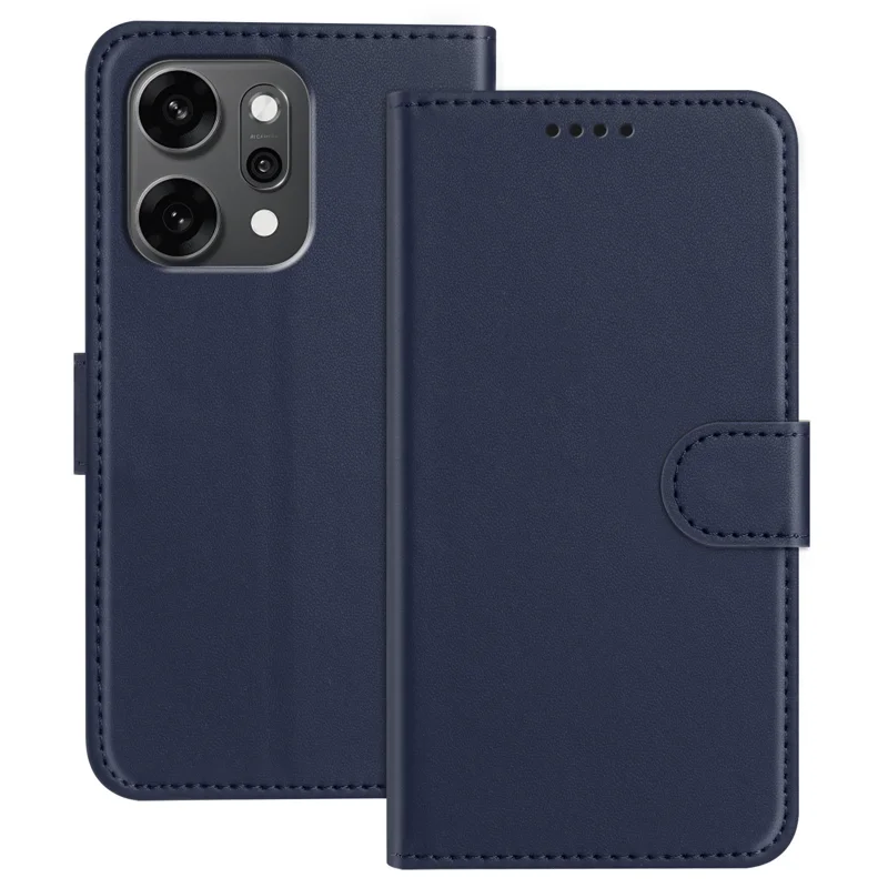 For Oppo Reno14 Pro 5G (China) / Oppo Reno14 Pro 5G (Global) Leather Case Wallet Stand Solid Color Anti Drop Phone Cover - Black-Cellmalls