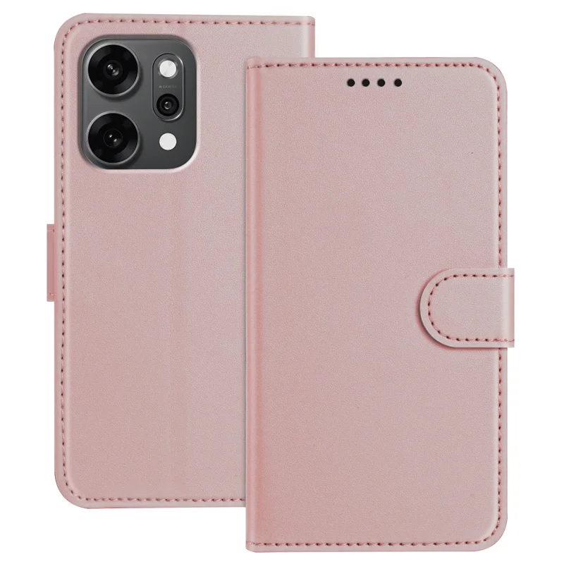 For Oppo Reno14 Pro 5G (China) / Oppo Reno14 Pro 5G (Global) Leather Case Wallet Stand Solid Color Anti Drop Phone Cover - Black-Cellmalls