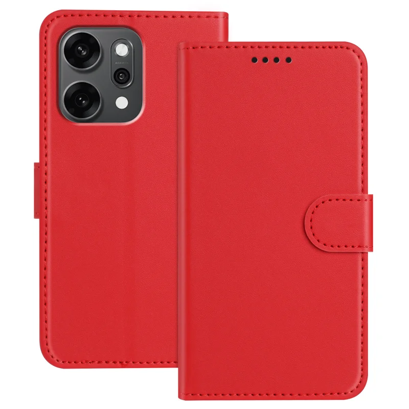 For Oppo Reno14 Pro 5G (China) / Oppo Reno14 Pro 5G (Global) Leather Case Wallet Stand Solid Color Anti Drop Phone Cover - Black-Cellmalls