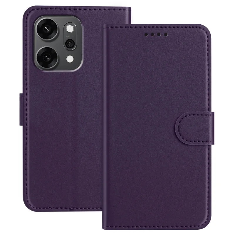 For Oppo Reno14 Pro 5G (China) / Oppo Reno14 Pro 5G (Global) Leather Case Wallet Stand Solid Color Anti Drop Phone Cover - Black-Cellmalls