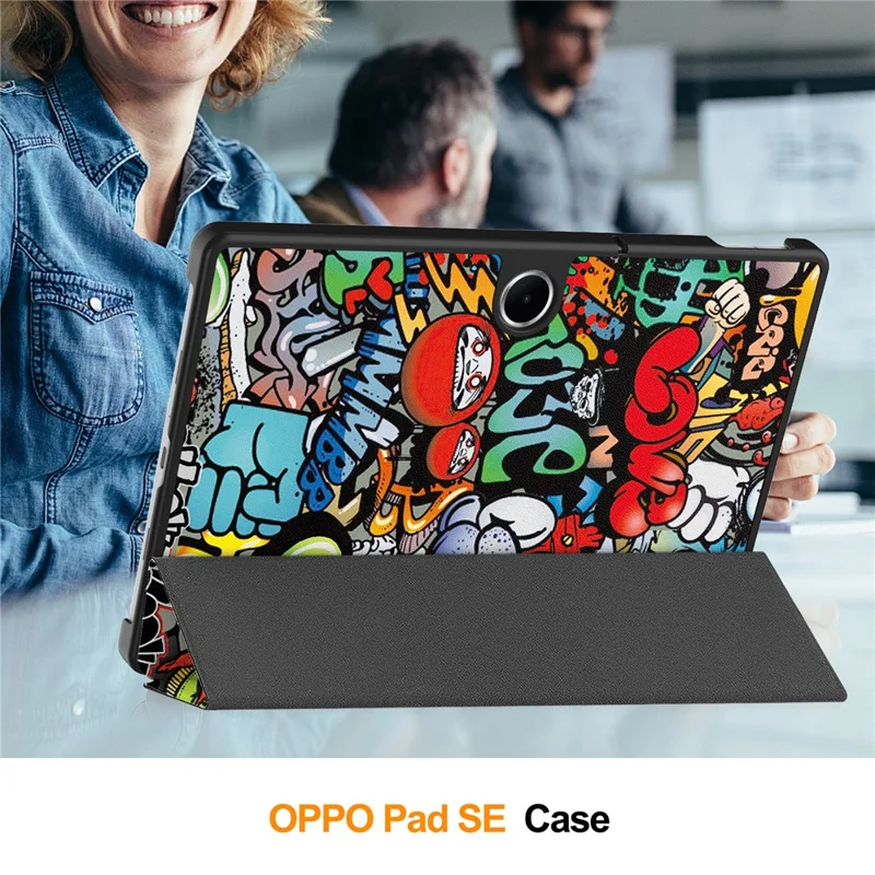 For Oppo Pad SE  /  OnePlus Pad Lite Case Pattern Print Leather Stand Tablet Cover - Graffiti-Cellmalls