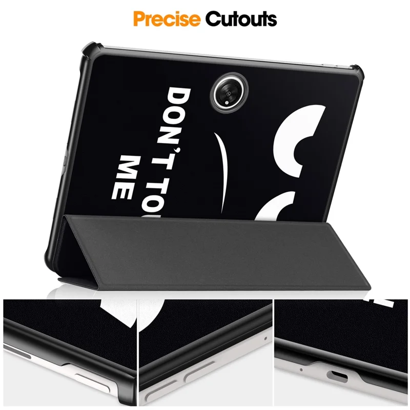 Trifold Stand Smart Case for Oppo Pad 2 , PU Leather Pattern Printing Folio Cover - Don't Touch Me-Cellmalls