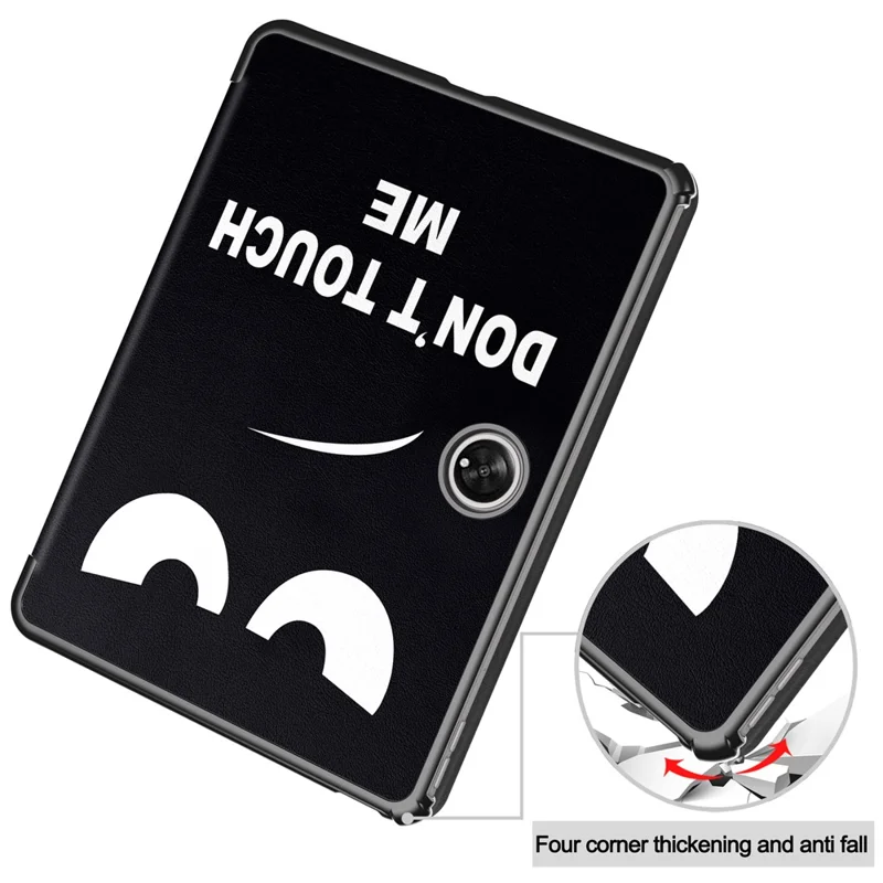 Trifold Stand Smart Case for Oppo Pad 2 , PU Leather Pattern Printing Folio Cover - Don't Touch Me-Cellmalls