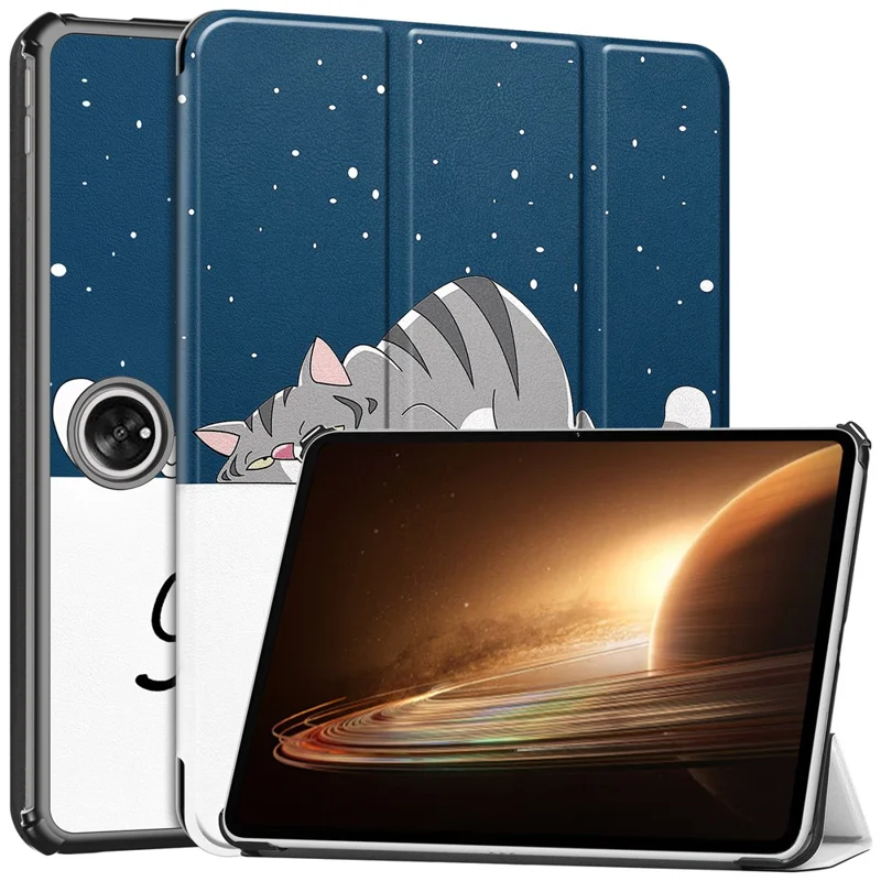 Trifold Stand Smart Case for Oppo Pad 2 , PU Leather Pattern Printing Folio Cover - Don't Touch Me-Cellmalls