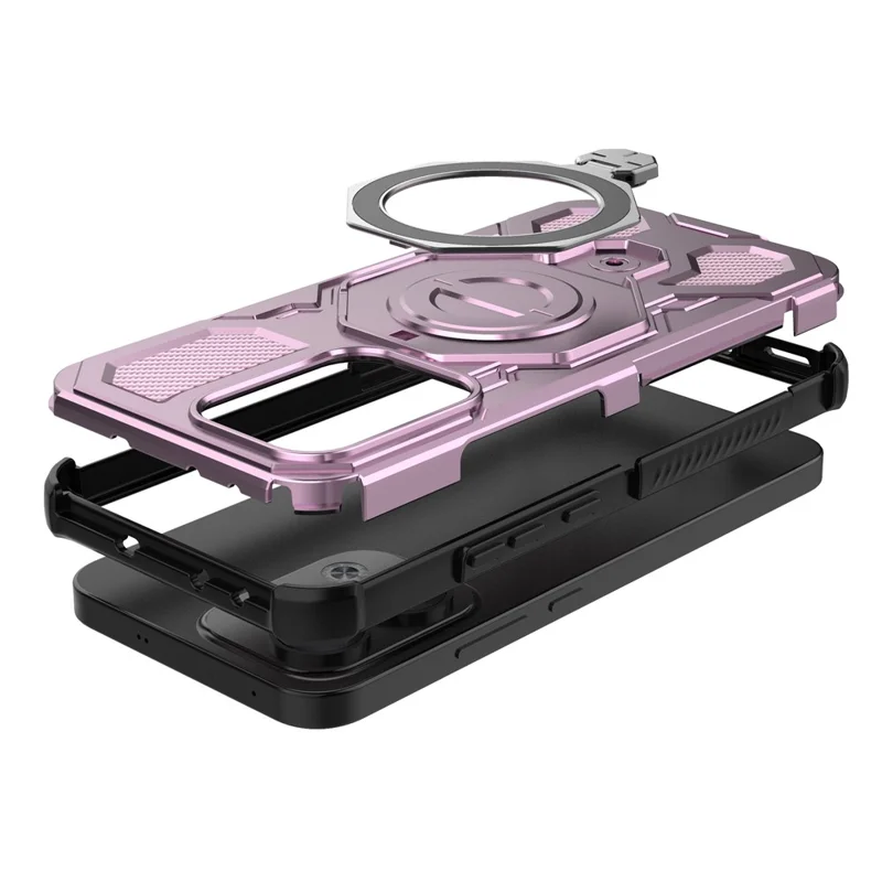 For Oppo Reno13 5G (Global) Magnetic Case Rotating Metal Kickstand PC + TPU Phone Back Cover - Pink-Cellmalls