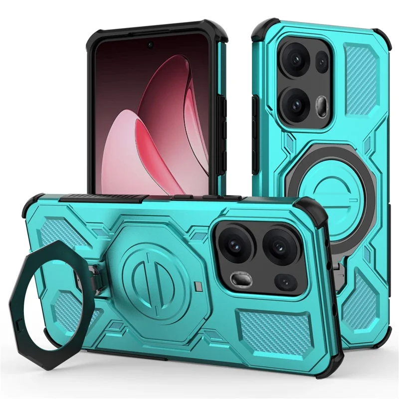 For Oppo Reno13 Pro 5G Magnetic Case Rotating Metal Kickstand PC + TPU Phone Back Cover - Pink-Cellmalls