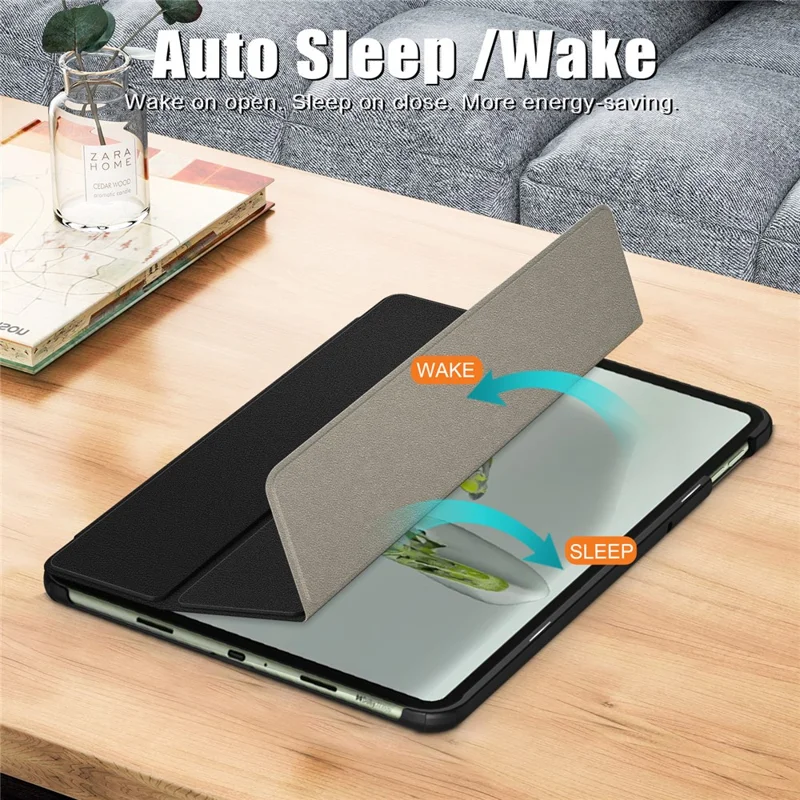 PU Leather Case for OnePlus Pad Go / Oppo Pad Air 2 / Pad Neo Trifold Stand Tablet Cover - Black-Cellmalls