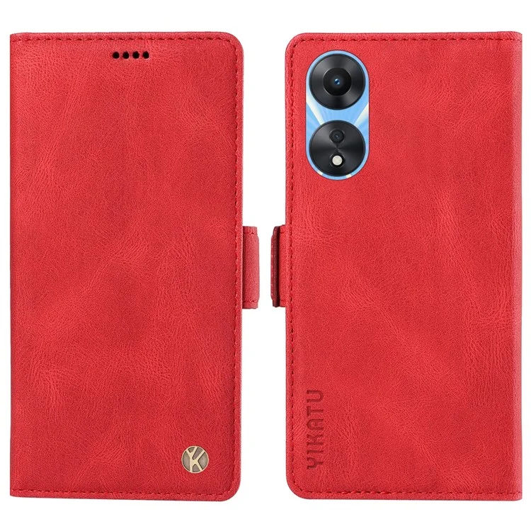 YIKATU YK-005 PU Leather Folio Cover for Oppo A58 5G / A78 5G , Skin-touch Wallet Stand Phone Case - Blue-Cellmalls