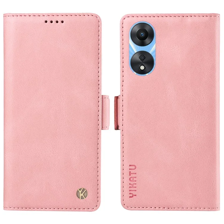 YIKATU YK-005 PU Leather Folio Cover for Oppo A58 5G / A78 5G , Skin-touch Wallet Stand Phone Case - Blue-Cellmalls