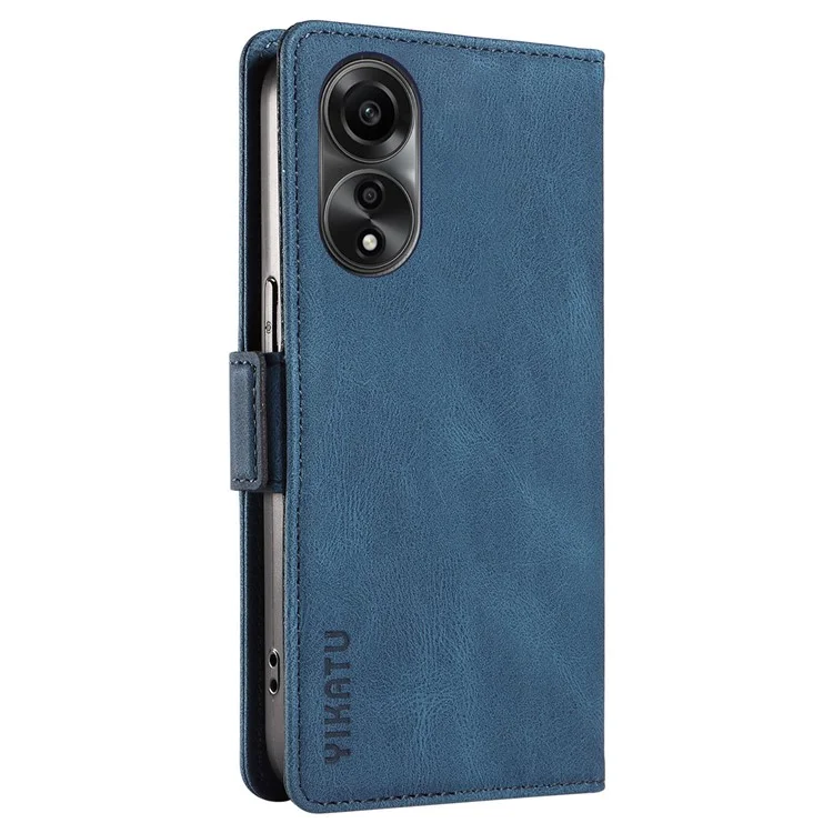 YIKATU YK-005 For Oppo A78 4G PU Leather Wallet Phone Case Skin-touch Stand Flip Cover - Blue-Cellmalls