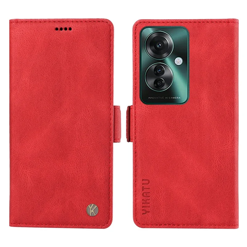 YIKATU YK-005 For Oppo Reno11 F 5G / F25 Pro 5G Leather Phone Case Stand Wallet Cover - Wine Red-Cellmalls